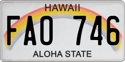 HI license plate FAO746
