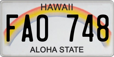 HI license plate FAO748