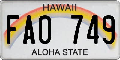HI license plate FAO749
