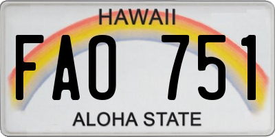 HI license plate FAO751