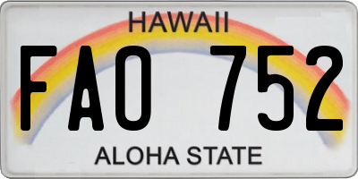 HI license plate FAO752