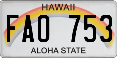 HI license plate FAO753