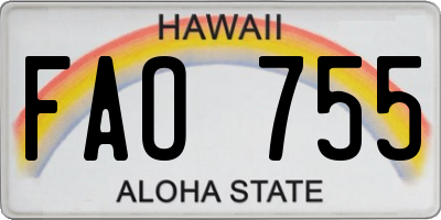HI license plate FAO755
