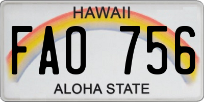 HI license plate FAO756