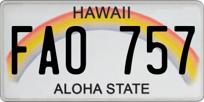 HI license plate FAO757