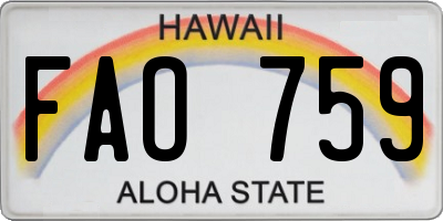 HI license plate FAO759