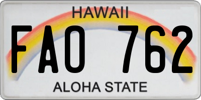 HI license plate FAO762