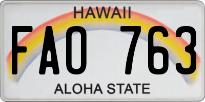 HI license plate FAO763