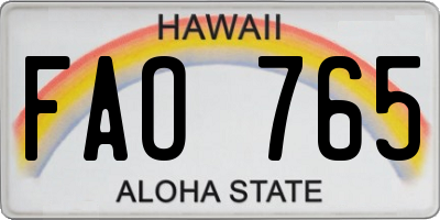 HI license plate FAO765