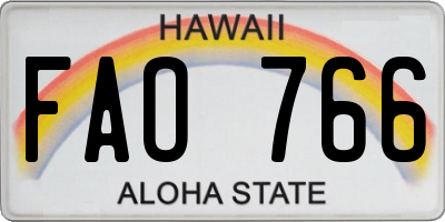 HI license plate FAO766