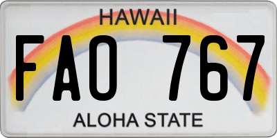 HI license plate FAO767