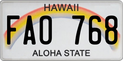 HI license plate FAO768
