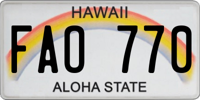 HI license plate FAO770