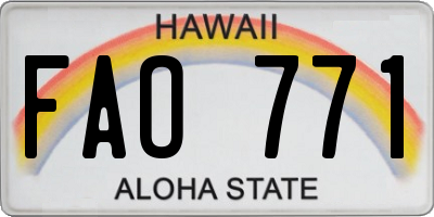 HI license plate FAO771