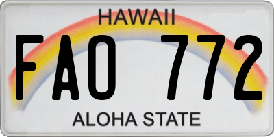 HI license plate FAO772