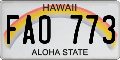 HI license plate FAO773