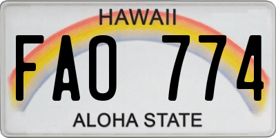 HI license plate FAO774