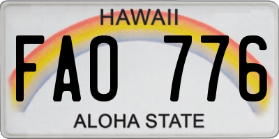 HI license plate FAO776