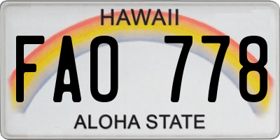 HI license plate FAO778