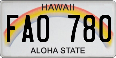 HI license plate FAO780