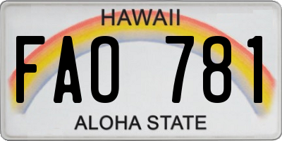 HI license plate FAO781