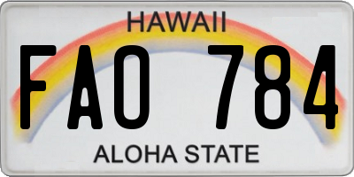 HI license plate FAO784
