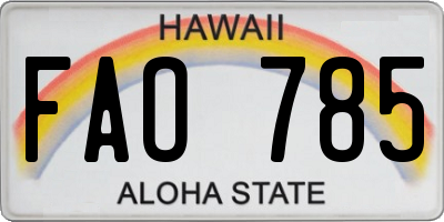 HI license plate FAO785