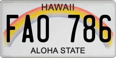 HI license plate FAO786