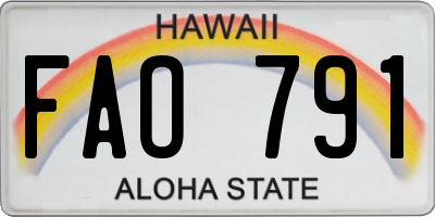HI license plate FAO791
