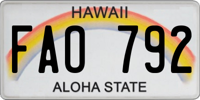 HI license plate FAO792