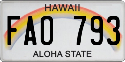 HI license plate FAO793