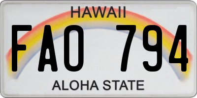 HI license plate FAO794