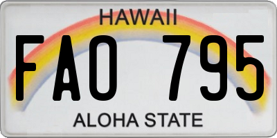 HI license plate FAO795