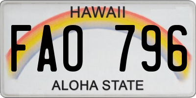 HI license plate FAO796