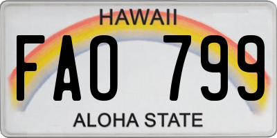 HI license plate FAO799