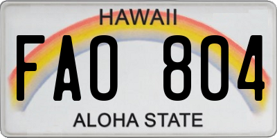 HI license plate FAO804