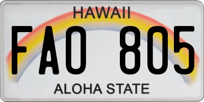 HI license plate FAO805