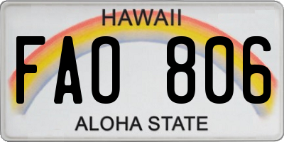 HI license plate FAO806
