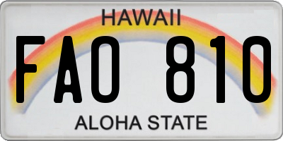 HI license plate FAO810