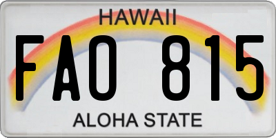 HI license plate FAO815