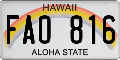HI license plate FAO816