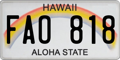 HI license plate FAO818