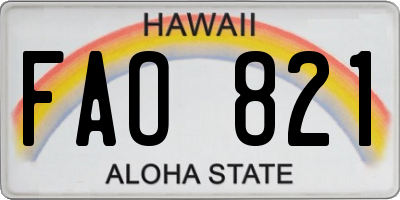 HI license plate FAO821