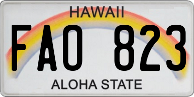 HI license plate FAO823