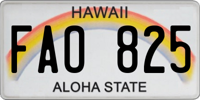 HI license plate FAO825