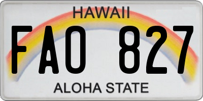 HI license plate FAO827