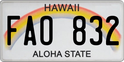 HI license plate FAO832