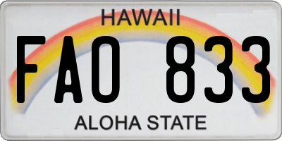 HI license plate FAO833