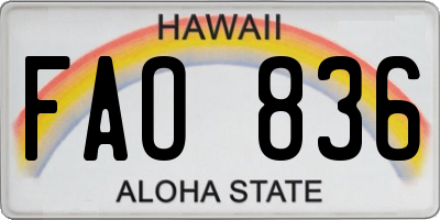 HI license plate FAO836