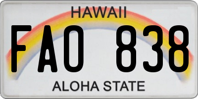 HI license plate FAO838